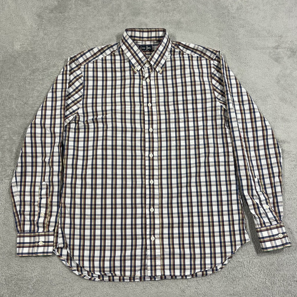 Vintage Gitman Bros Shirt Mens Large Made in USA Plaid Button Up Long Sleeve